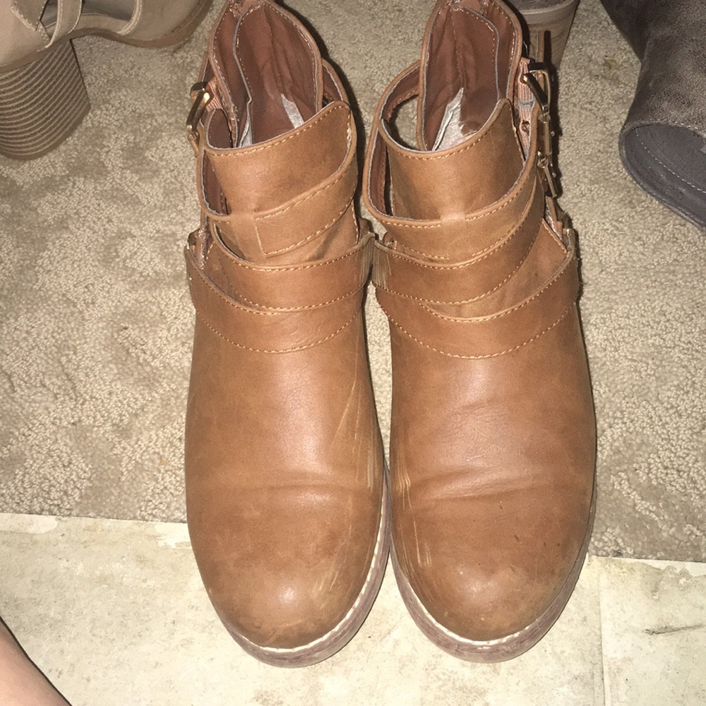 Brown cutout booties